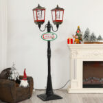 Christmas Snowing Double Lantern Street Lamp