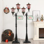 Snowing  Christmas Double Street Lamp with rotating scenes  BLD22B
