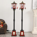 Snowing Christmas New Floor Lamp with rotating figures outside BLOR154